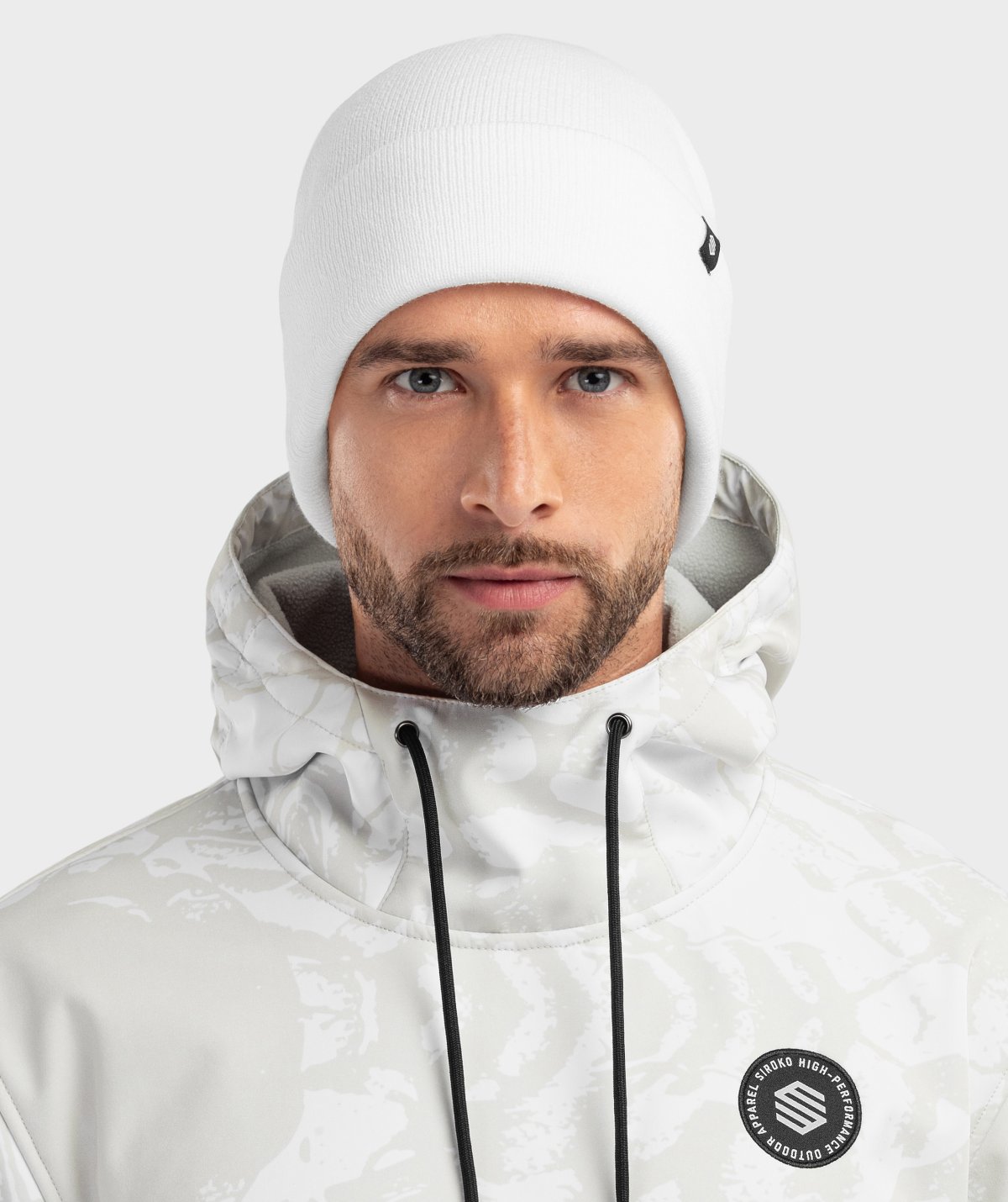 Winterbeanie Siroko Snowflake White